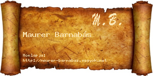 Maurer Barnabás névjegykártya